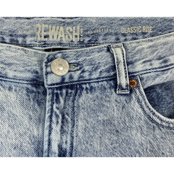 Rewash Wide Leg Jeans Junior Size 11 Acid Wash Denim Crop Classic Rise Distress - Picture 3 of 12